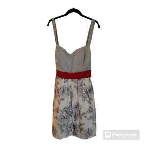 💕City triangles stripes‎ and floral print fit and flare dress
